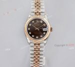 Rolex Datejust Rose Gold Chocolate Dial With Diamonds High End Replica Watch